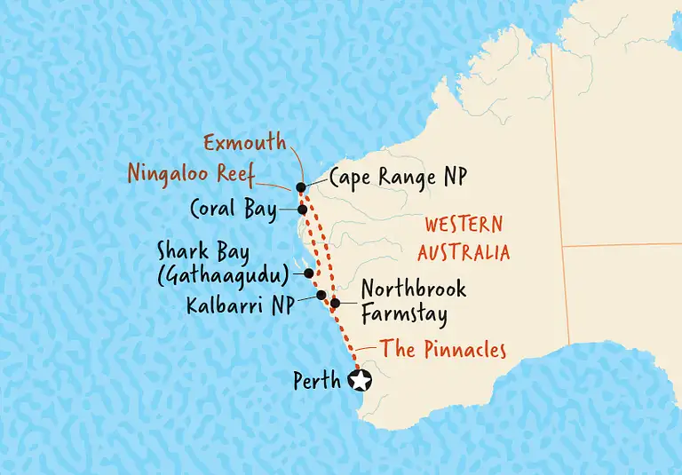 perth to exmouth tour itinerary map