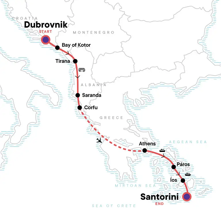 15 day Dubrovnik to Santorini