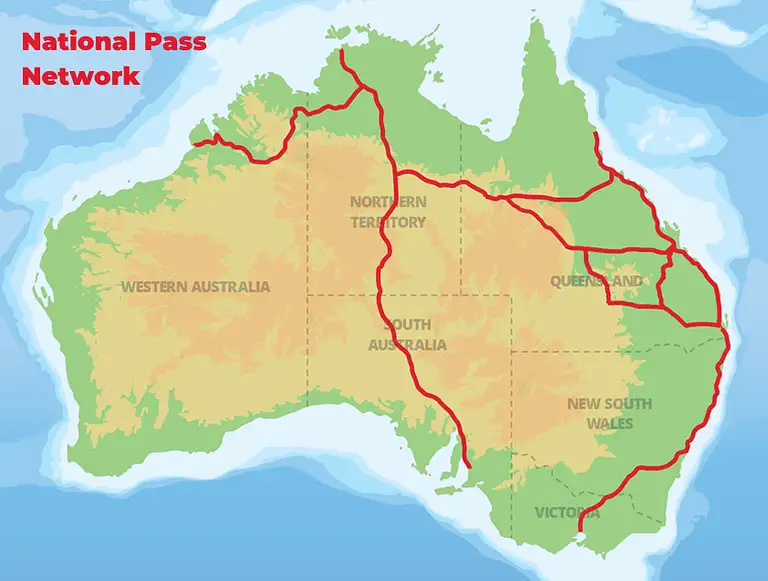 National Australia Greyhound Pass Network Route Stops